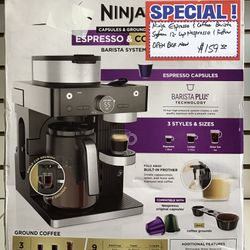 Ninja Espresso & Coffee Barista System 12-Cup Nespresso & Frother OPEN BOX New 