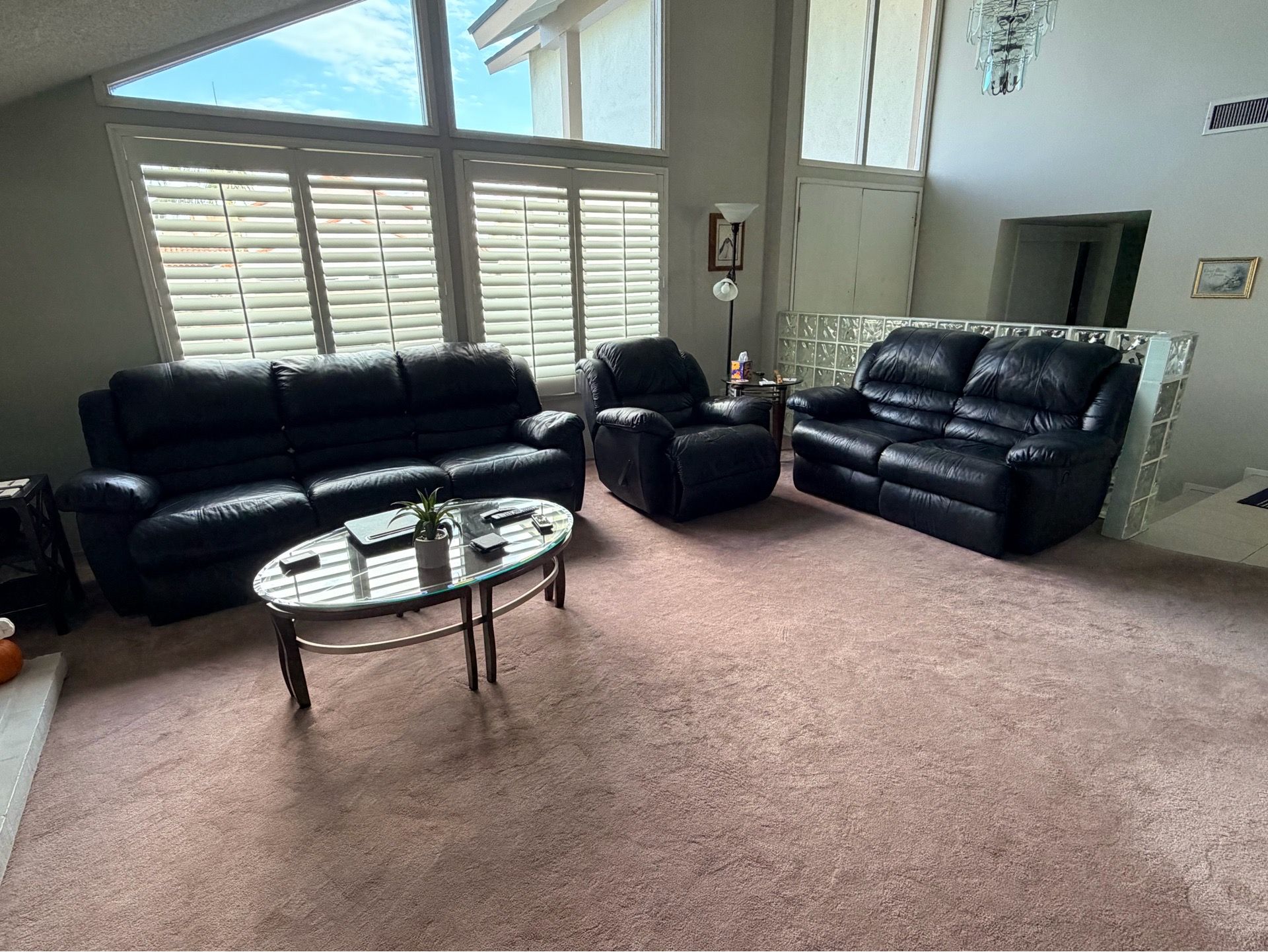 Couch set faux leather, in good condition - $500 obo