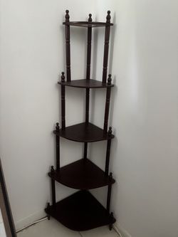 5 tier wood corner shelve