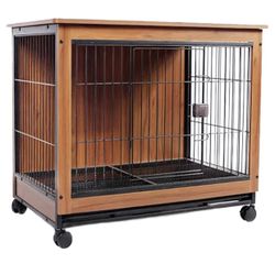 Dog Cage Small and Medium-Sized Dog Cage Indoor Dog Villa, with Its Own Rollers, Free to Move Dog Kennels(Build)