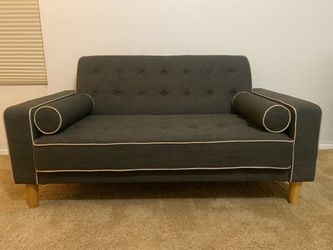🛋️ Mid-Century Modern Futon Sofa/Daybed – Charcoal Gray
