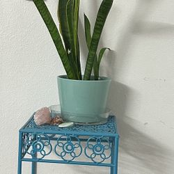 Turquoise Metal Side Table 