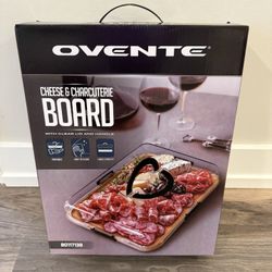 Ovente cheese and charcuterie board in a portable serving tray featuring a clear lid- new in box  