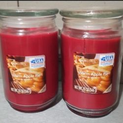 Set of 2 Mainstays Warm Apple Pie 20 Ounce Glass Jar Candles