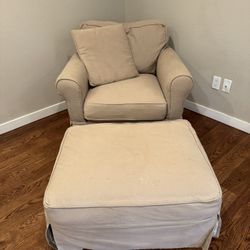 Comfy Oversized Armchair with Ottoman - $125