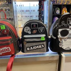 NFL Lounge Fly Backpacks Raiders, Chiefs, Bucks.