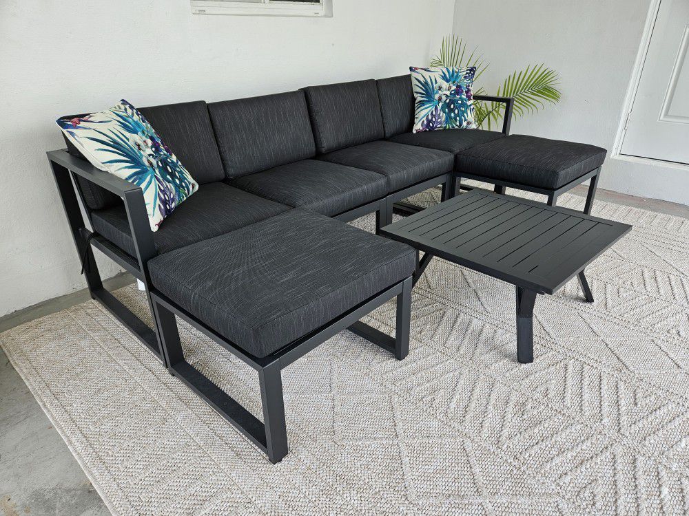 7 Piece Aluminum Outdoor Patio Furniture Set 