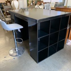 Pottery Barn Bedford Kitchen Island/Project Table with Double Side Cube Shelves Black