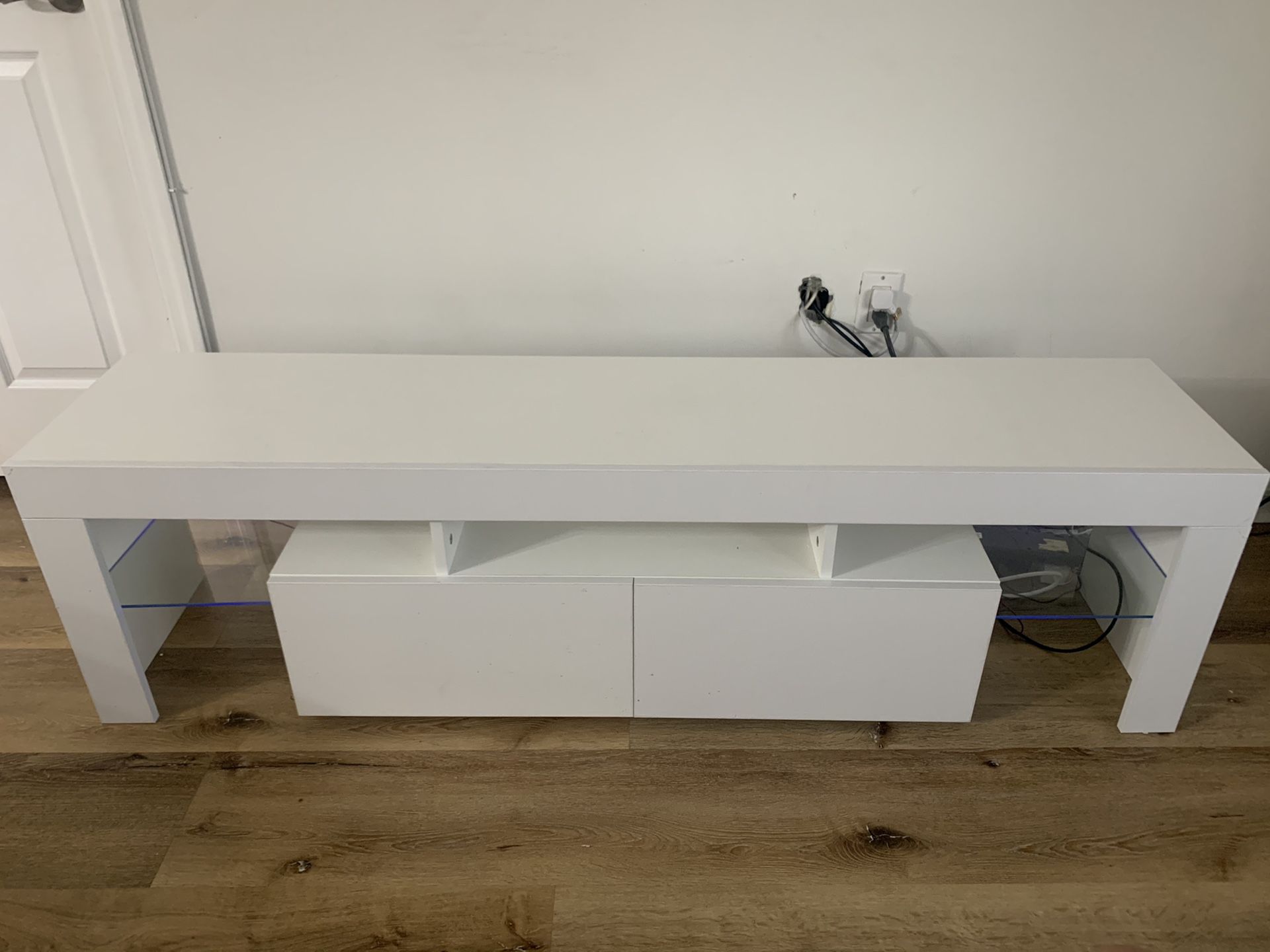White Modern TV Stand with LED Light