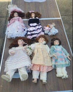 5 Large Porcelain Dolls 