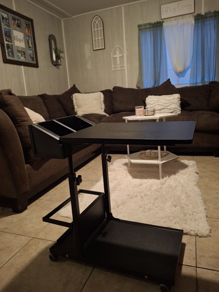 Adjustable Sofa Side Table, Laptop Holder/Desk/Dinner Tray Side Table