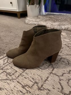 Green Suede Ankle Boots with Block Heel