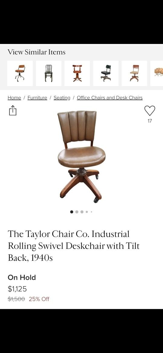 Antique Rolling Leather Chair Made By Taylor From The 1940s