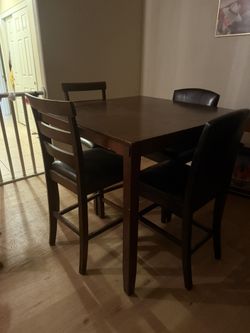Wood Kitchen Table + Four Chairs 