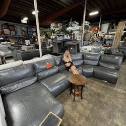 Leather Power Reclining Sectional 