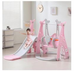 Toddler Slide&Swing Set Indoor,4 in 1 Kids Shark Slide Toy Playset V038