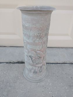 Vintage Embossed Umbrella Stand Or Cane Holder-Pub 