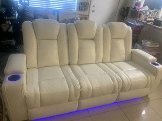 White Leather Reclining Sofa