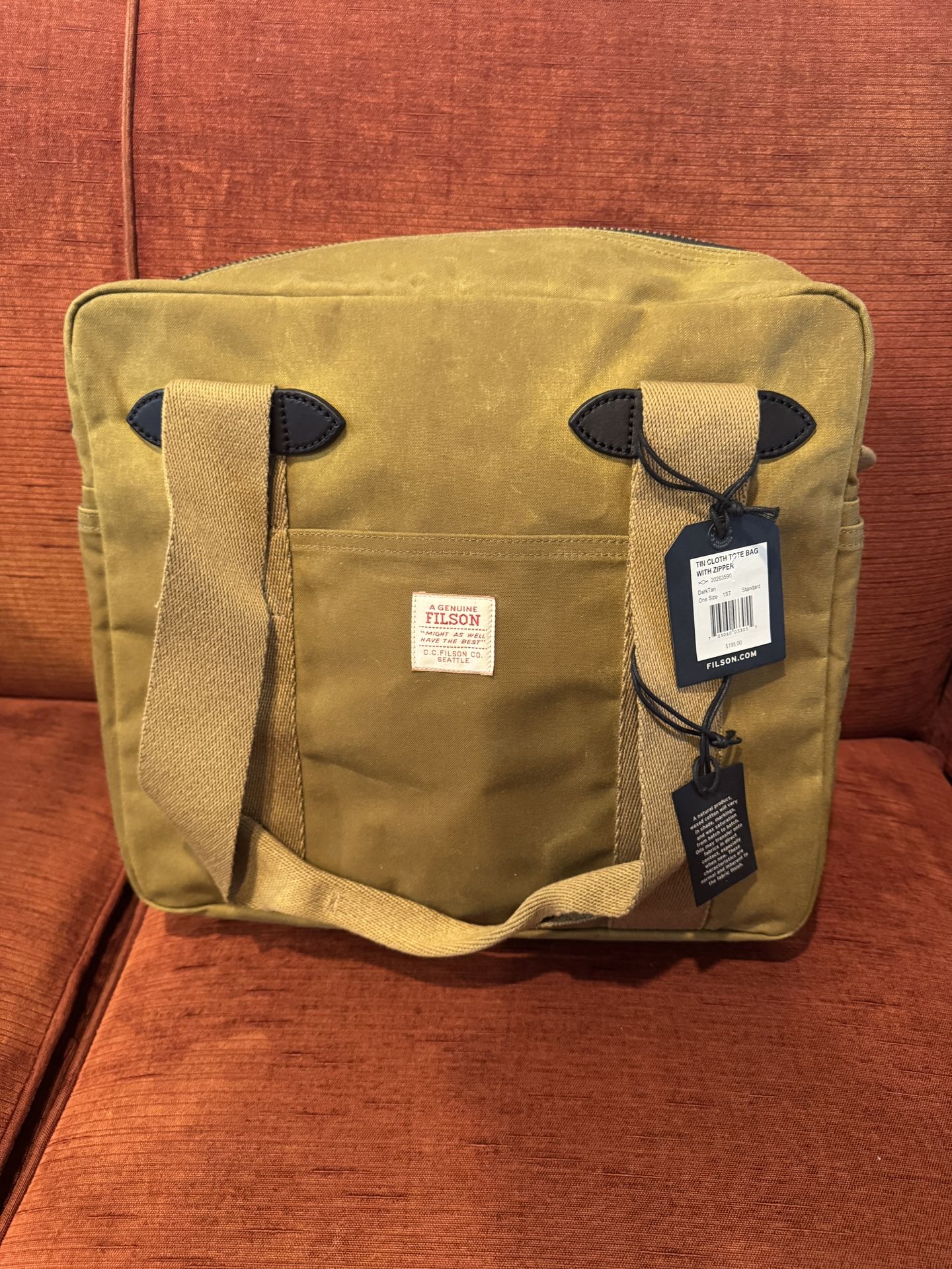 New Filson Tin Cloth Tote Tan 25L
