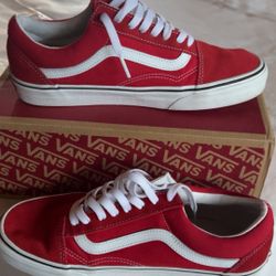 Old School Vans - Red  10 Women/8.5 Men