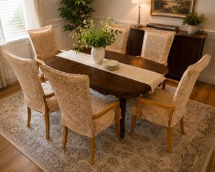 Set of 6 Matching Upholstered Dining Chairs with Protective Slipcovers