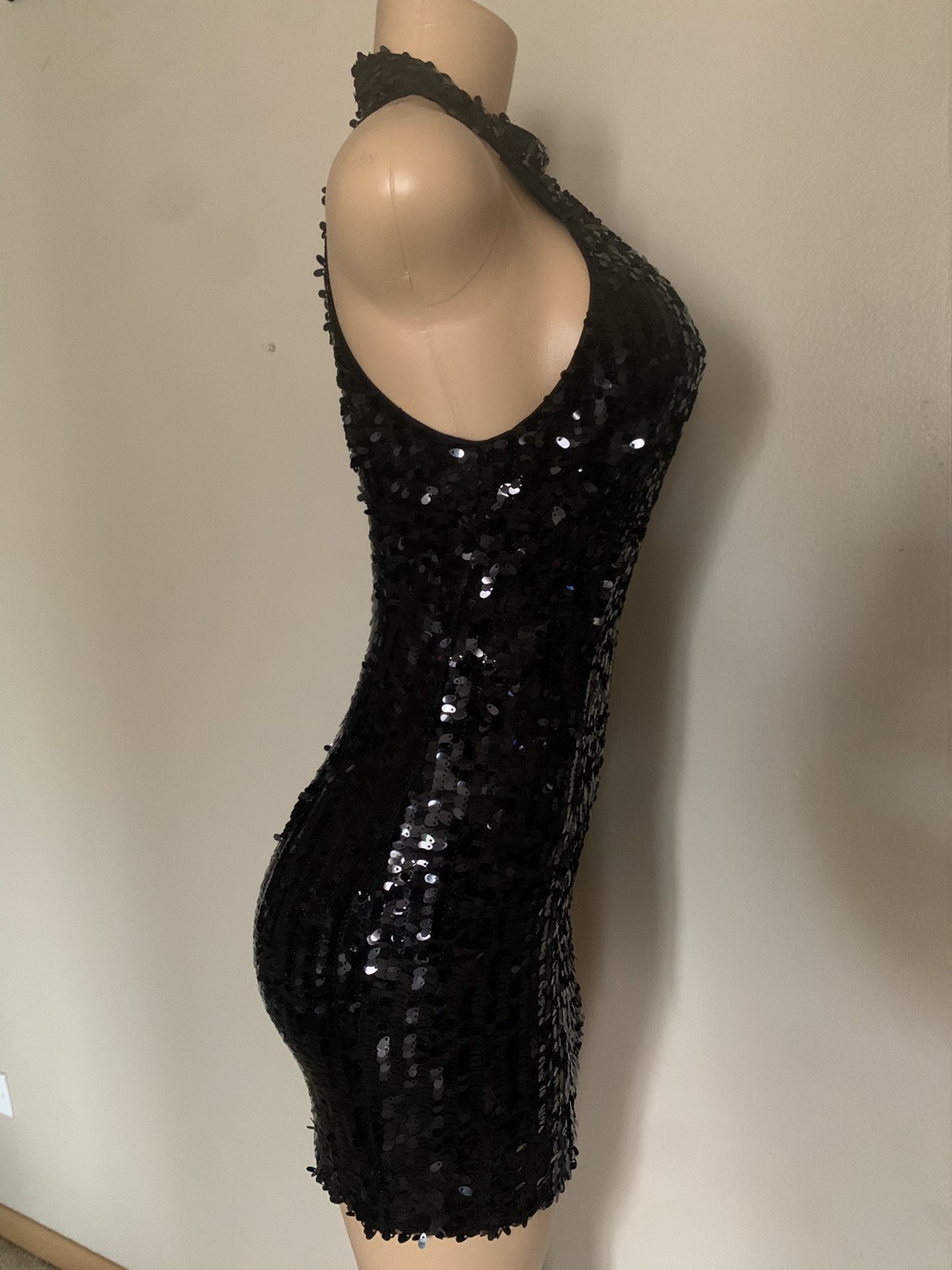 Short Black Sequin Dress Size S