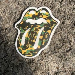 A Bathing Ape X The Rolling Stones Camouflage Tongue Sticker