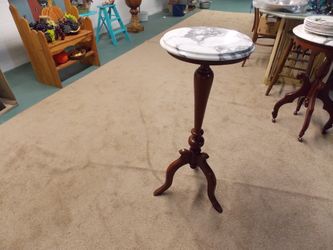 ANTIQUE TALL MARBLE PEDESTAL TABLE 36" TALL 15" WIDE