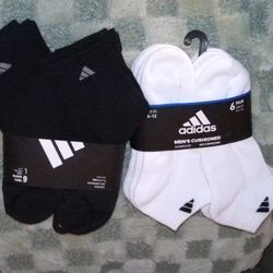 Men's Adidas Socks Wht Or Blk Sz6-12 & 8-12