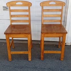 OAK HIGH CHAIRS. 