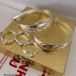 6-pieces set of 999 Silver Bangles & Rings