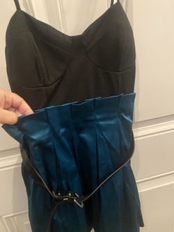 Black And Teal Strapless Dress