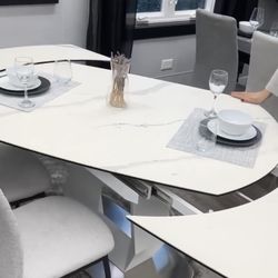 Ceramics Expandable Table And 4 Chairs
