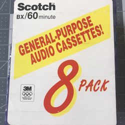 Brand new sealed Scotch BX/60 90m Audio Cassette Tapes package ( 8 Pack)