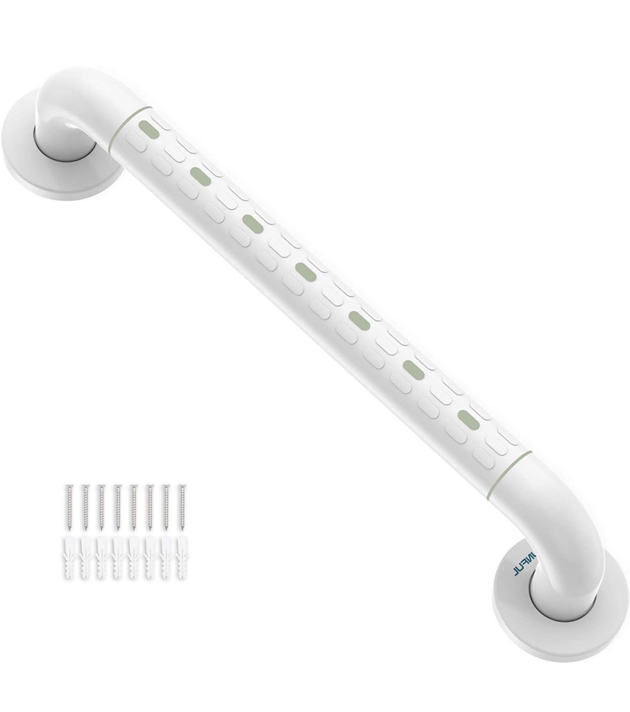 Shower Grab Bars with Plastic-Plated Finish(Anti-Slip Grip, Luminous Circles) and Cover Flange, Bathroom Handicap Handrails, Stainless Steel White 1-1