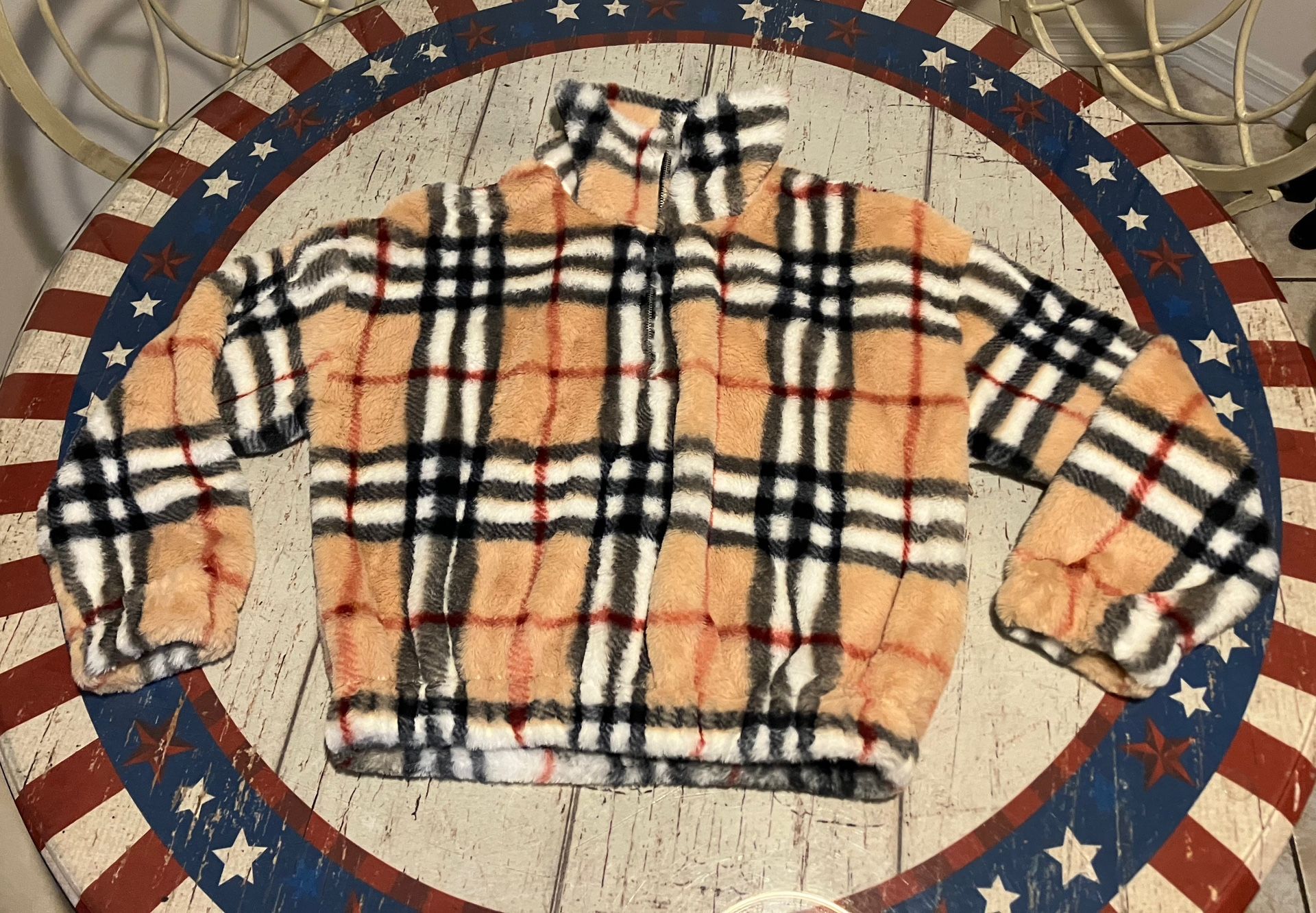 Honey & Sparkle Half Zip Plaid Print Sweatshirt Juniors Girls M MEDIUM