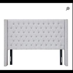 Grey Tufted Nailhead Headboard 