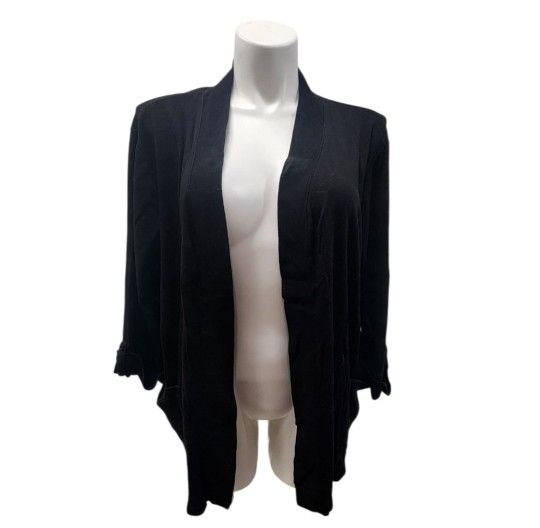 2X Black Women's Open Front Sweater