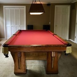 Beautiful 9 ft. Pool table, hand crafted by E. Laughlin of NE Portland 