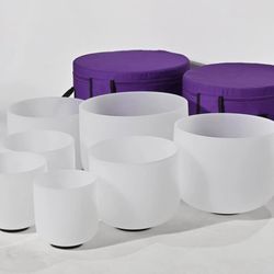 CRYSTAL SINGING BOWL SET - 7 CHAKRA TUNED - COMPLETE HEALING - 432 HZ SIZE 6" TO 12"