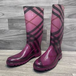 Burberry Nova Check Raspberry Rain Boots