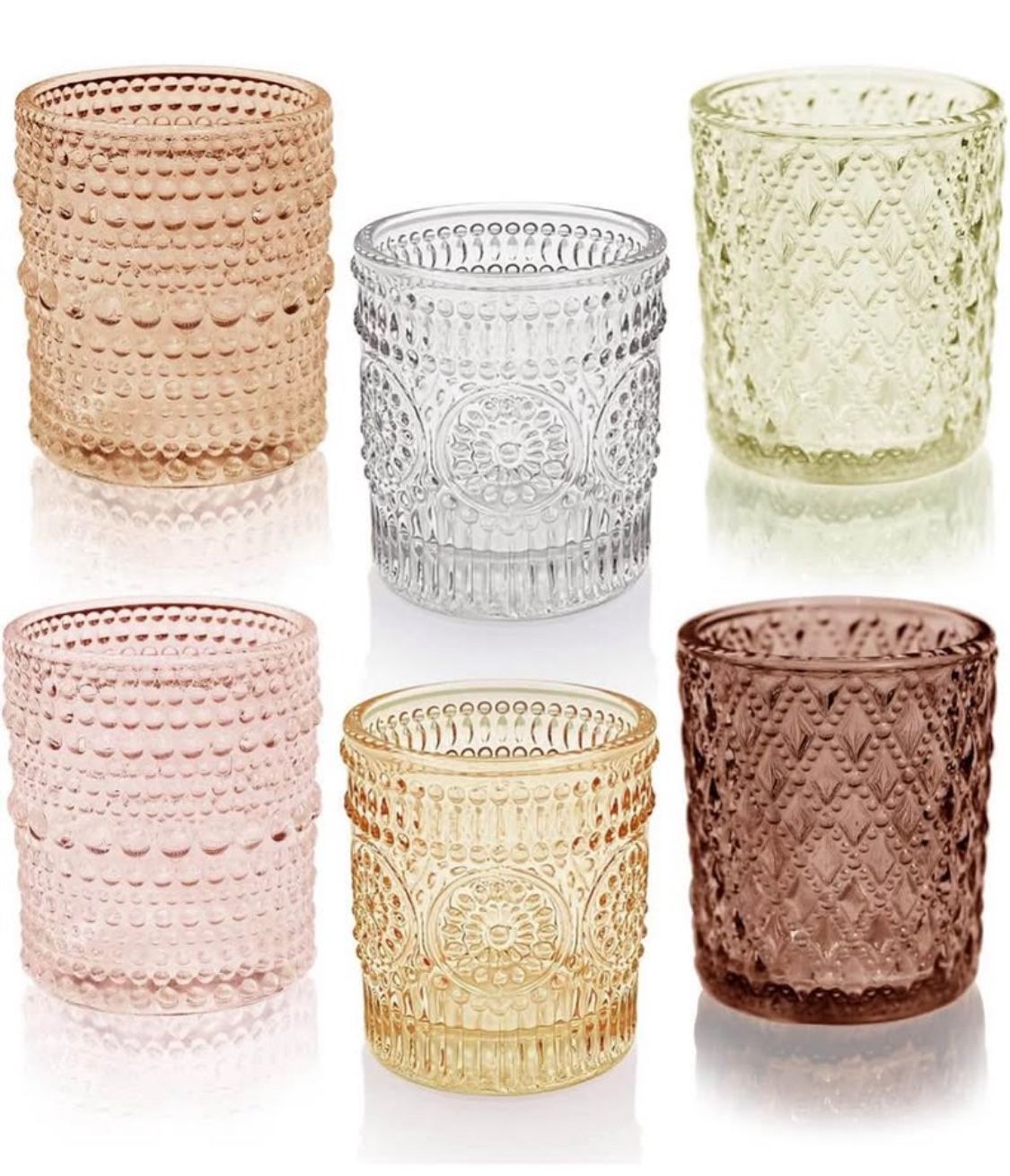 24 pcs Fall Votive Candle Holders, 6 Colors 3 Patterns Tealight Candle Holders for Wedding Table Centerpiece Birthday Party Decoration