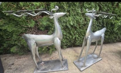 Vintage Brutalist Folk Art Metal Deer Votive Candle Holder Made In Mexico