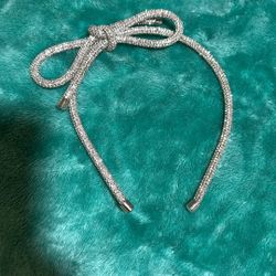 Silver Sparkly Bow Headband 
