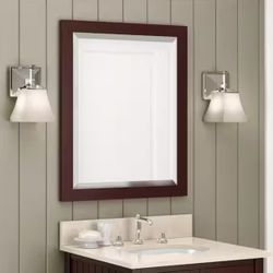24 in. W x 30 in. H Framed Rectangular Beveled Edge Bathroom Vanity Mirror in Espresso