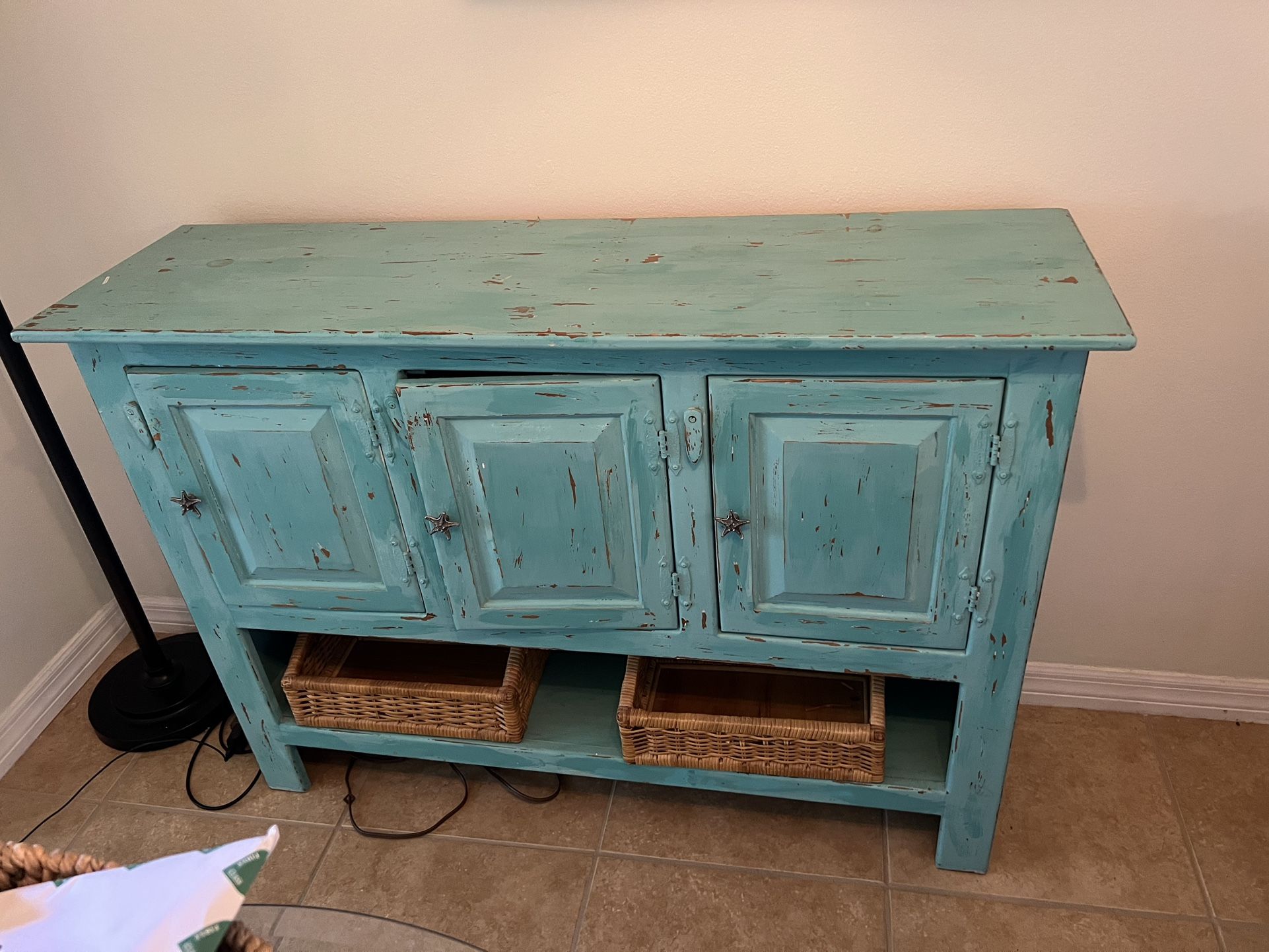 Turquoise dresser with starfish knobs