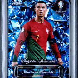 2024 TOPPS CHROME SAPPHIRE UEFA EURO SAPPHIRE SELECTIONS #SS13 CRISTIANO RONALDO PSA 10