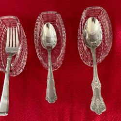 Vintage Crystal Silverware Holders Set of 3