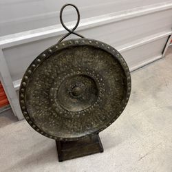 Hand Hammered Tin Gong w/ stand  