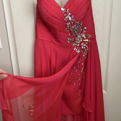 Pink Size 4 Prom Dress w/ Crystal Beading